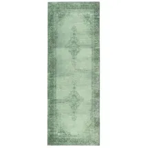 tesso living Kelim Vintage Teppich Wohnzimmer Grün 80 X 195 cm - Moderner Kurzflor Teppich - Super Soft