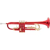 Roy Benson Bb-Trompete TR-101R (ML Bohrung, Edelstahl Ventile, Goldmessing Mundrohr, elegantes Design, im leichten Rechtecketui, mit Rucksackfunktion), Rot