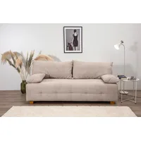 Collection AB Schlafsofa COLLECTION AB "Bella, B: 196 cm, Liegefl. 145x196 cm", grau (taupe), B:196cm H:45cm T:96cm, 100%Polyester, Sofas, Schlafsofa, mit Bettfunktion, Bettkasten & 2 Armlehnenkissen, Federkern