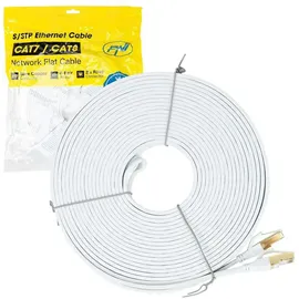 PNI Flaches Netzwerkkabel S/STP CAT8 PNI U8200W, 2 x RJ45, 4 Adernpaare, 28AWG, Kupfer, 40 Gbit/s, 2000 MHz, 20 m, weiß