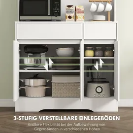 Homcom Küchenschrank Buffetschrank mit Arbeitsplatte 100 x 38 x 180 cm Weiß
