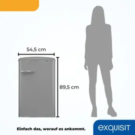 Exquisit RKS120-V-H-160E Retro-Kühlschrank (122 l, 895 mm hoch, Grau)
