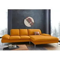 W.SCHILLIG Ecksofa enjoy&MORE, Designsofa, elegant und bequem, L-Form, mit Sitztiefenverstellung, Füße silber matt, Breite 310 cm gelb