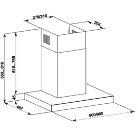 Gurari Elektro-Standherd GCH E 912 BL r + GCH 462 BL 9 Prime Dunstabzugshaube 90cm - Schwarz