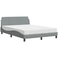 VidaXL Bett mit Matratze Hellgrau 120x200 cm Stoff