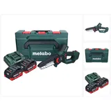 Metabo MS 18 LTX 15 Akku Gehölzsäge 18 V 15 cm 5 m/s + 2x Akku 5,5 Ah + Ladegerät + metaBOX