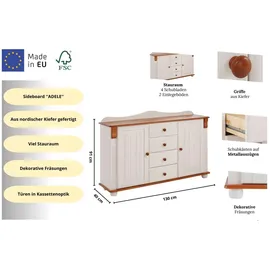 OTTO home Sideboard 130 x 91 x 40 cm Weiß / Kirschbaumfarben