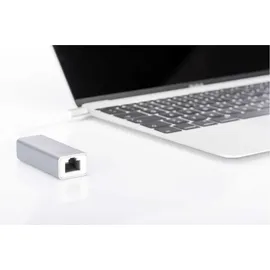Digitus USB 3.0 Gigabit Ethernet Adapter Typ-C zu RJ45 St./Bu. weiß