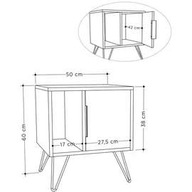 Livetastic Nachtkästchen Glynn ca. 45x50x35 cm, Weiß,