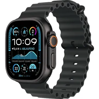 Apple Watch Ultra 2 GPS + Cellular 49 mm Titangehäuse schwarz, Ocean Armband schwarz 