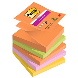 Post-it® Z-Notes Boost Haftnotizen extrastark farbsortiert, 5 Blöcke