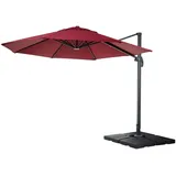 Gastronomie-ampelschirm Hhg-559, Sonnenschirm, Rund Ø 4m Polyester Alu/stahl 27kg Bordeaux Mit Ständer