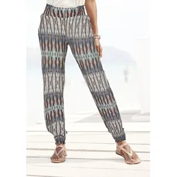 Jerseyhose VIVANCE, Damen, Gr. 34, N-Gr, bunt (bunt bedruckt), Jersey, Obermaterial: 100% Viskose, bedruckt, casual, figurumspielend lang, Hosen, mit Ethnoprint und Taschen, lockere Schlupfhose, Sommerhose