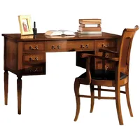 xlmoebel Büromöbel-Set Holz-Schreibtisch mit Armlehnen und elegantem Bücherregal, (1-tlg), Hergestellt in Europa braun