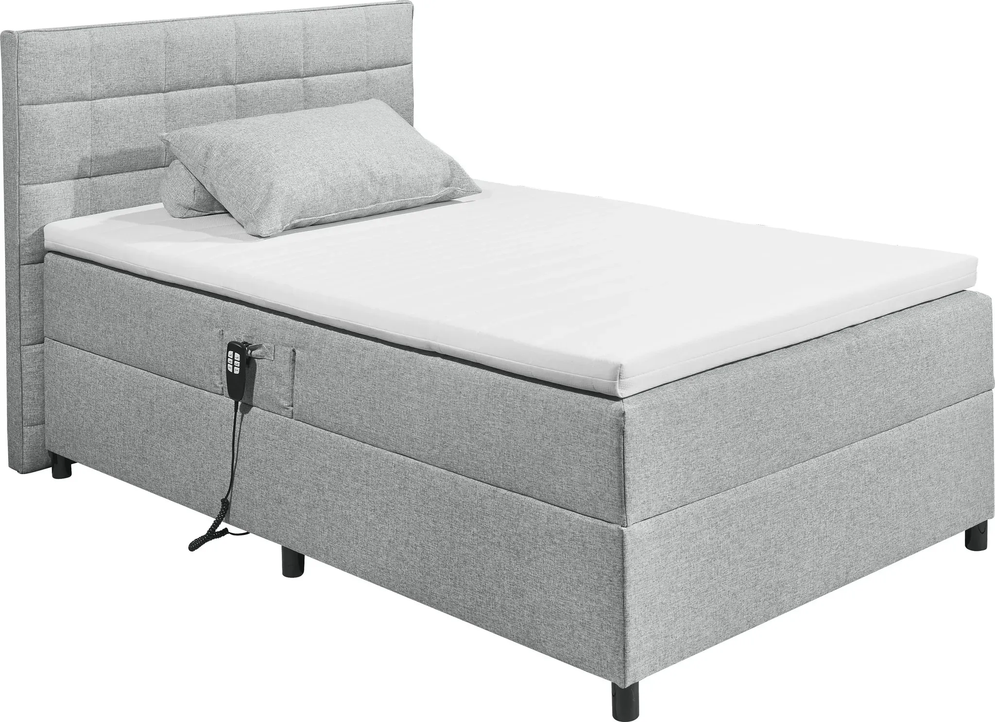 Boxbett ED EXCITING DESIGN "Mariborsko" Komplettbetten Gr. Webstoff inkl. Motor, Liegefläche B/L: 120 cm x 200 cm, H2, 9-Zonen-Tonnentaschenfederkern, grau (grau lars 90 silver) Boxspringbett Boxspringbetten ohne Bettkasten inkl. Motor und Topper