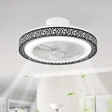 LOKUNM Deckenventilator mit Beleuchtung Fernbedienung, Deckenleuchte mit Ventilator,35W Schwarz Deckenlampe mit Ventilator, 1/2 H,Deckenventilator für Schlafzimmer Esszimmer