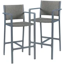 casa.pro Outdoor-Barstuhl 2er Set Avise Aluminium Dunkelgrau
