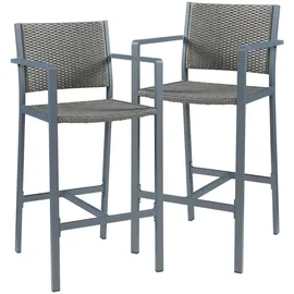 casa.pro Outdoor-Barstuhl 2er Set Avise Aluminium Dunkelgrau