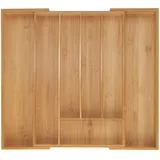 Relaxdays Besteckkasten, 5–7 Fächer, ausziehbarer Besteck Schubladeneinsatz, HxBxT: 5 x 31-50 x 45 cm, Bambus, Natur, 45 cm