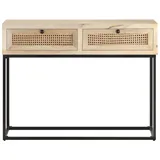 vidaXL Konsolentisch 100x35x76 cm Mango Massivholz und Rohrgeflecht