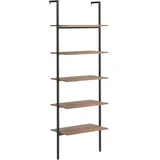 Makastle 5-stöckiges Leiterregal industrielles Bücherregal DIY Standregal Regal aus Holzwerkstoff, stabilisierendem Metallrahmen, für Heimbüro, Wohnzimmer, 64x35x185 cm