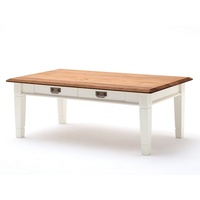 Casamia Couchtisch Couchtisch Wohnzimmer-Tisch Novara 130x75 cm mit Schublade weiß massiv weiß