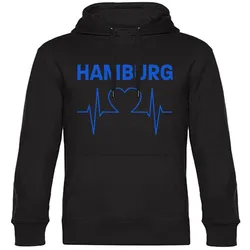 multifanshop Kapuzen Sweatshirt - Hamburg - Herzschlag - Druck blau - Hoodie