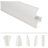 Lemal Sockelleisten Sparpaket, PVC 65x23mm - Fußleisten mit Kabelkanal - (56 Meter 101A weiß) Abschluss Leisten Teppichboden