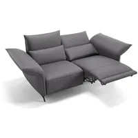 Sofanella 2-Sitzer Leder CUNEO, Relaxsofa, Designsofa, Designer Couch, Italienisches Sofa, 2er Sofa grau
