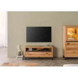 MASSIVMOEBEL24.DE Villanders 112 TV-Lowboard 120x40x56 cm Natur Geölt Holz, Metall, Massivholz