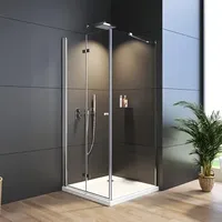 WDWRITTI Duschkabine 120x90 Eckeinstieg Dusche Scharniertür mit 90cm Seitenwand 6mm NANO Glas Höhe 185 cm