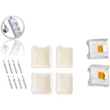 Wandhalterung/Wandbefestigung für Steckerleiste/Mehrfachsteckdose/Tischsteckdose und eine Kombi Steckdose mit 3-fach Steckplätze Weiss