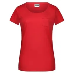 Damen T-Shirt mit Brusttasche 8003, rot, Größe M - rot - M
