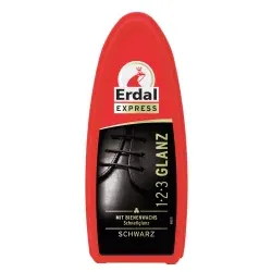 Erdal 1-2-3 Glanz-Schwamm mit Bienenwachs 104369 , 1 Stück reicht für etwa 70 Anwendungen, schwarz