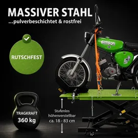 Trutzholm Motorradhebebühne hydraulisch 360 kg Breite 50 cm kleiner Motorradheber Scherenheber Heber in grün