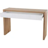Svita ANGULAR Schreibtisch mit Schublade Schminktisch 120x40x76 cm Eiche-Weiß