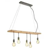 CASANOVA casa NOVA Pendelleuchte BOARD, Schwarz - Metall - Fichtenholz - 100 x 150 cm - 5-flammig