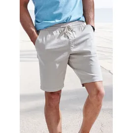 John Devin Shorts JOHN DEVIN "- Bermuda in sommerlichen Farben", Herren, Gr. M, N-Gr, beige, Web, Obermaterial: 97% Baumwolle, 3% Elasthan, unifarben, regular fit kurz, Hosen Shorts, kurze Schlupfhose aus elastischer, gewebter Baumwollqualität