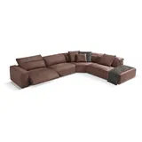Egoitaliano Ecksofa Beverly, extravangantes Designsofa mit erstklassigem Sitzkomfort, wahlweise mit elektrischer Relaxfunktion, Kopfteilverstellung braun