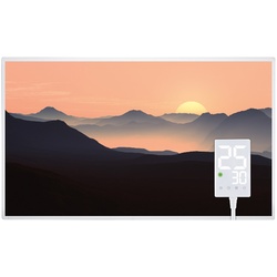 Heidenfeld Infrarotheizung HF-HP105, mit Bild, 16 Motive, 10 J. Garantie, Thermostat, Wandmontage (600 Watt, Sonnenaufgang)
