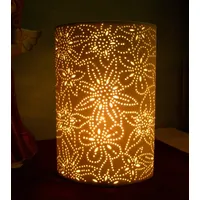 Gilde Porzell Lampe Prickel Blume E14, 40W - Weiß