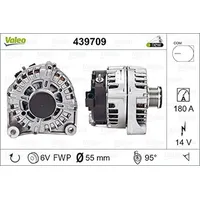 Valeo 439709 Generator Ladestrom des Generators: 180 Amp Rippen: 6 rippen Riemenscheibe Ø: 55 mm Spannung: 14 V Drehrichtung: CLOCKWISE