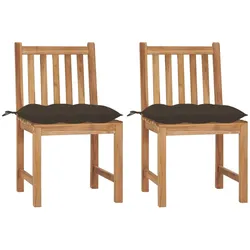 vidaXL 2x Teak Massiv Gartenstuhl mit Kissen Gartenmöbel Holzstuhl Balkonstuhl Essstuhl Stühle Gartenstühle Terrassenstuhl Stuhl Outdoor