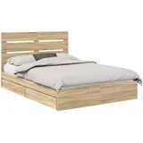 vidaXL Aufbewahrungsbett Sonoma-Eiche 140 x 200 cm Holzwerkstoff
