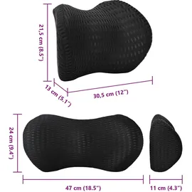 vidaXL Nackenkissen 47 x 24 x 11 cm Schwarz