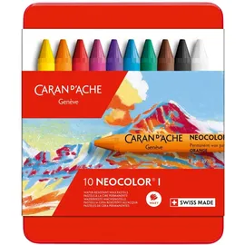 Caran d'Ache 7000.310 Neocolor Kreide 10 Farben, Multi, Einheitsgröße
