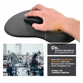 CSL Mauspad 2er Spar-Set mit ergonomischer Handgelenkauflage, Gel Komfort Office Mousepad