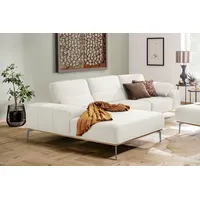 W.SCHILLIG Ecksofa run, Designsofa mit tollem Sitzkomfort, bequem, L-Form, mit elegantem Holzsockel, Füße in Silber matt, Breite 319 cm weiß