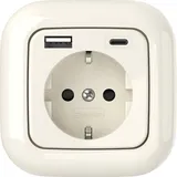2USB 2U-449382 Schutzkontakt-Steckdose erhöhter Berührungsschutz, mit USB-Ladeausgang IP20 Cremewe