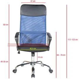 Mobili Rebecca Schreibtischstuhl, Schwarz, blau - 123x57,5x58,5